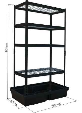 Etagère avec bac de rétention PE 60L