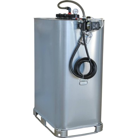 Cuve de stockage gasoil galvanisée 999L double paroi avec kit pompe à gasoil 12V 56 l min