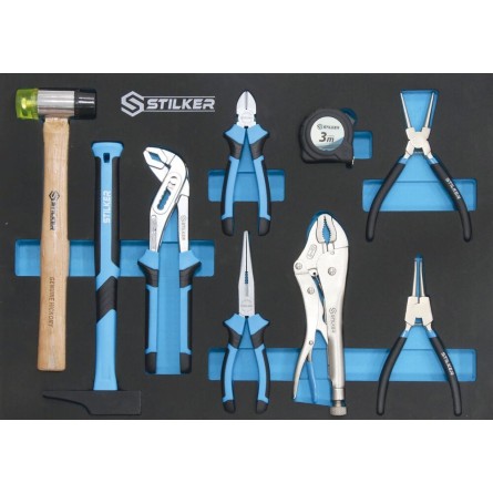 Module mousse 527x387mm pinces, marteaux, mesure - 9 pcs