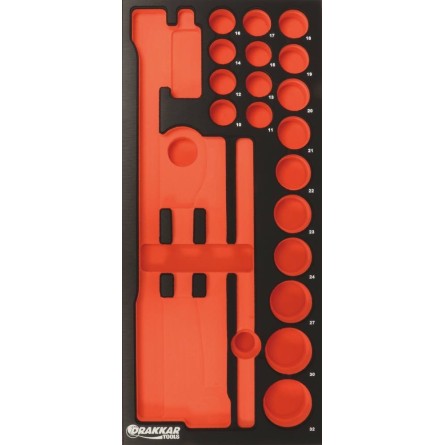 Module mousse 395x178mm métal vide pour douilles cliquet 1 2"