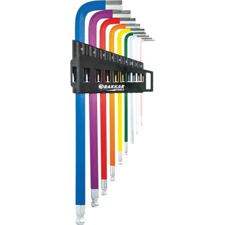 Clés mâles coudées hexagonales extra longues de 1,5 à 10mm - étui de 9 pcs