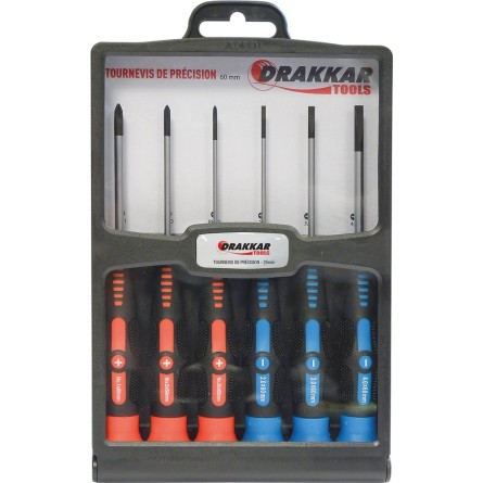 Tournevis de précision plat et Phillips® 60mm - boîte de 6 pcs