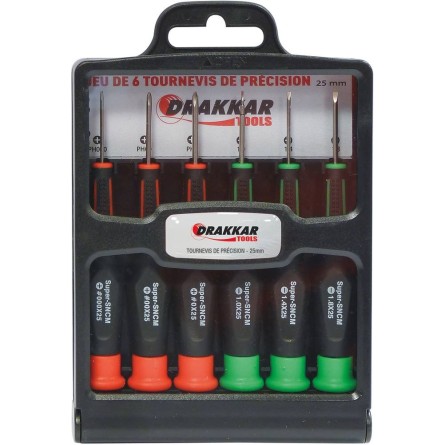 Tournevis de précision plat et Phillips® 25mm - boîte de 6 pcs
