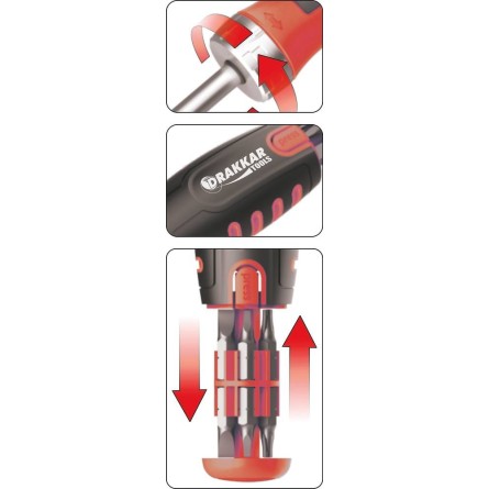 Tournevis à cliquet 36 dents avec 12 embouts dans le manche - blister