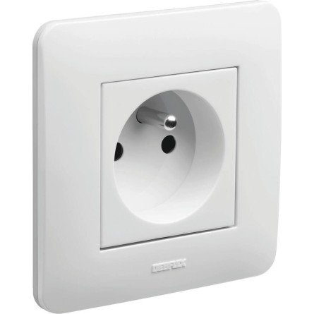 Prise encastrée 2P+T 230V blanc brillant