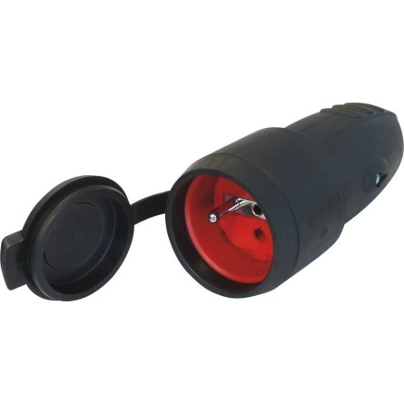Fiche femelle à clapet caoutchouc 2P+T 230V