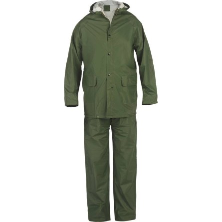 Vêtement de pluie PVC doublé avec capuche vert XL