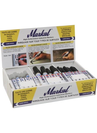Marqueur indélébile noir pointe extra fine conique biseautée - présentoir de 36 pcs