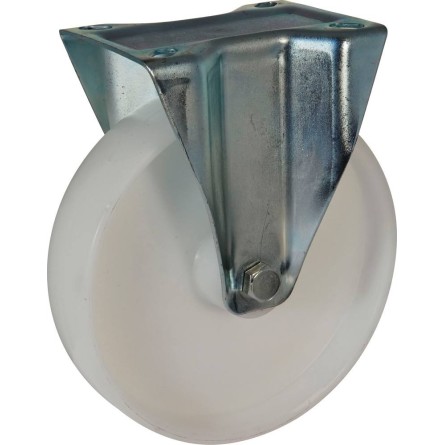 Roulette zinguée roue en polypropylène blanc fixe 80mm 100kg