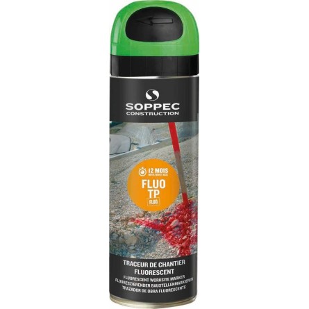 Peinture traceur de chantier 9 à 12 mois vert fluo - aérosol 500ml