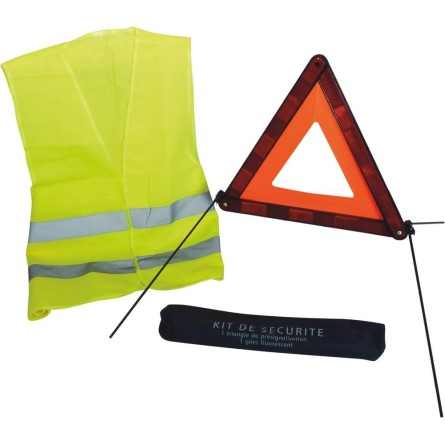 Kit de sécurité gilet jaune triangle - trousse zippé