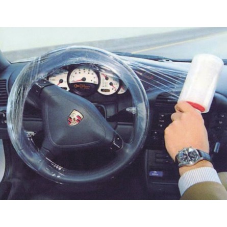 Couvre volant en film étirable 23 microns en bobine de 125m - lot de 5 bobines+poignée