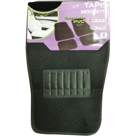 Tapis de voiture moquette avec talonnette sur tapis conducteur - 4 pcs
