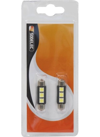Ampoule navette LED 12V 2W SV8,5 - blister de 2 pcs