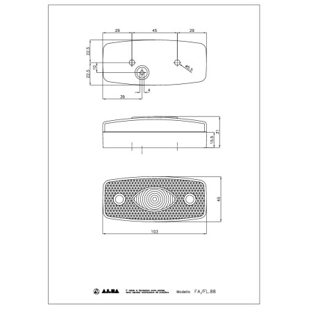 Feu de position blanc rectangle