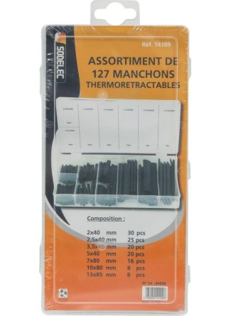 Gaine thermorétractable 2 1 noire - Coffret de 127 pcs