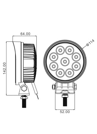Phare de travail rond LED 10 32V 27W 1800 lumens faisceau longue portée