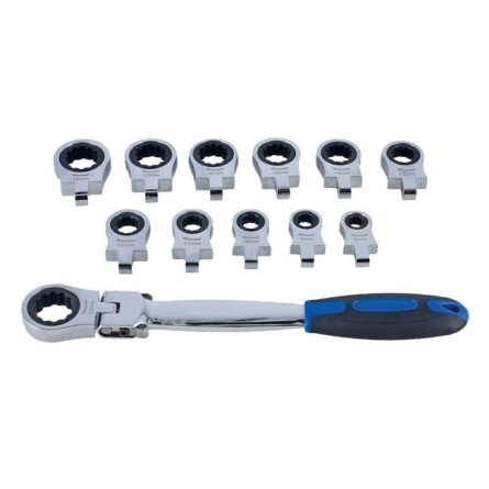 Jeu de clés à cliquet équipé de 12 têtes interchangeables